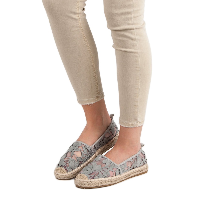 Lucky Shoes Espadrilles en dentelle grises 2 Lucky Shoes Espadrilles en dentelle grises 2