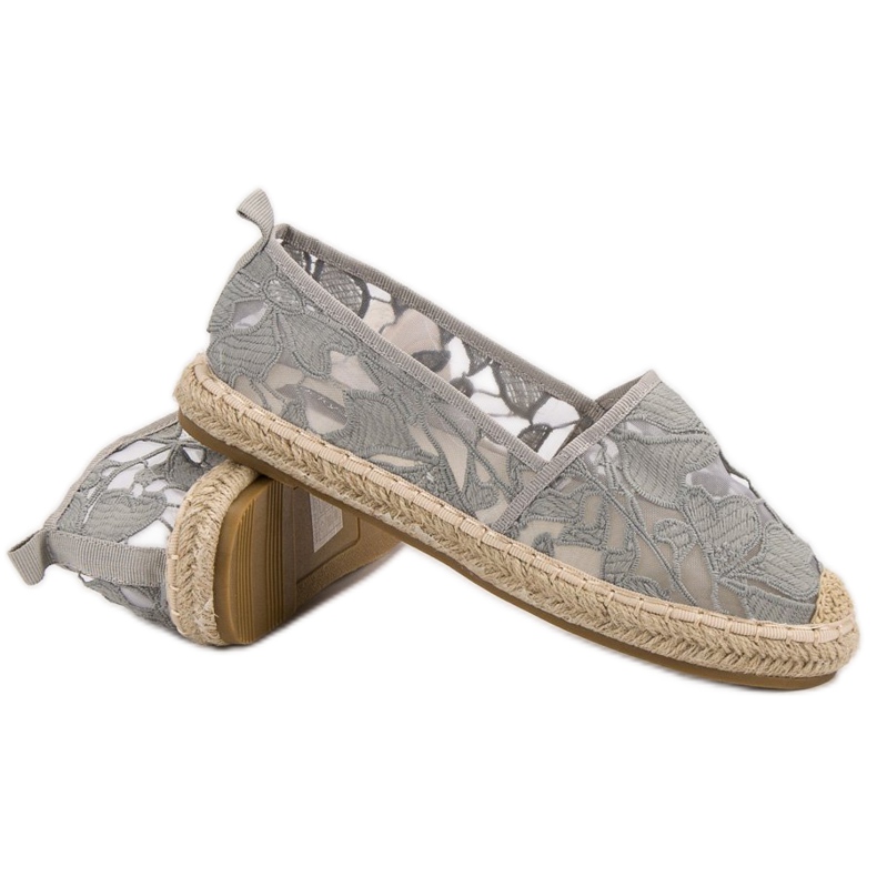 Lucky Shoes Espadrilles en dentelle grises 1 Lucky Shoes Espadrilles en dentelle grises 1
