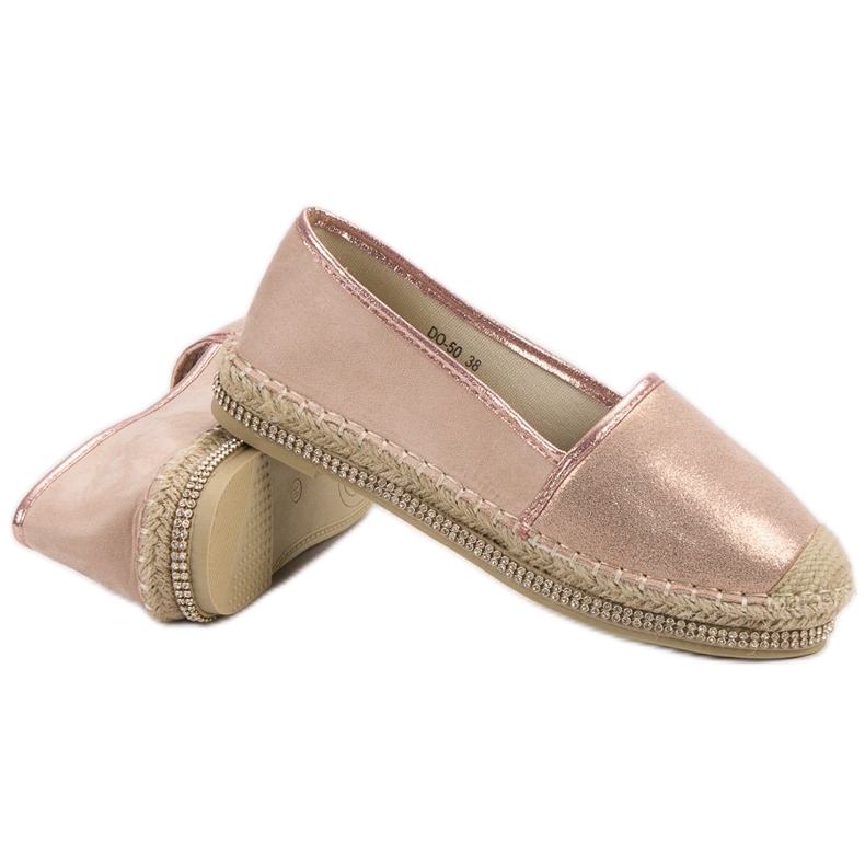 Lucky Shoes Espadrilles Poudre Avec Cristaux rose 1