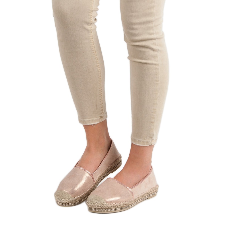 Lucky Shoes Espadrilles Poudre Avec Cristaux rose 2