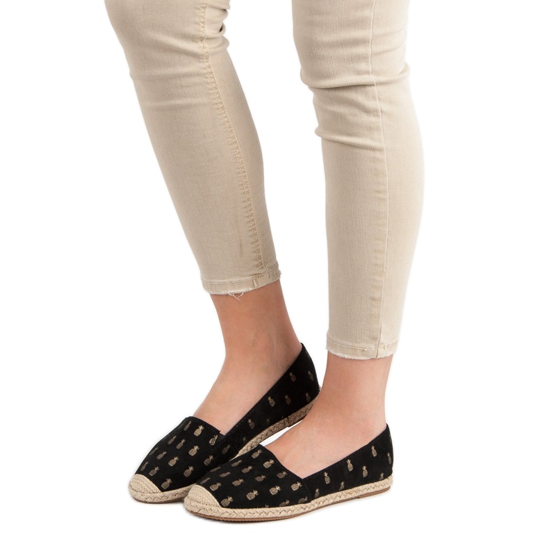 Lucky Shoes Espadrilles Noires En Ananas 1