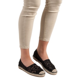 Lucky Shoes Espadrilles en dentelle noire 1