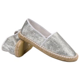 Cm Paris Espadrilles argentées pailletées gris 1