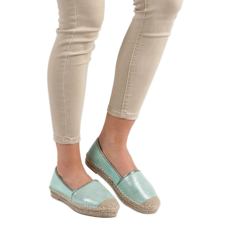 Lucky Shoes Espadrilles Menthe Avec Cristaux vert 1