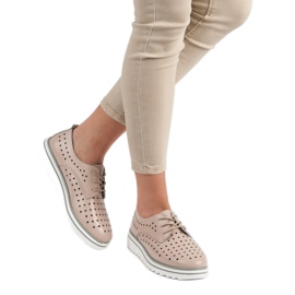 Kylie Chaussures ajourées en cuir beige 2