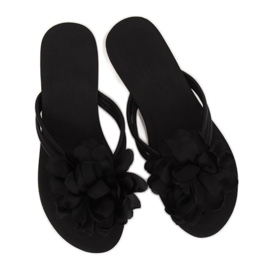 Tongs noires avec une fleur CK103 Noir le noir 1