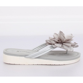 Gris Tongs avec une fleur CK103 Gris 1