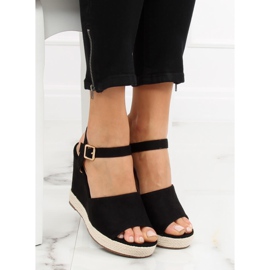 Sandales noires sur un coin compensé noir FD-5M14 Noir 2