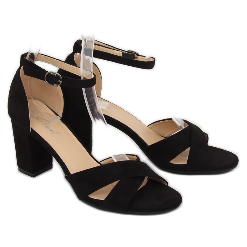 Noir FH-3M26 Sandales noires sur le poteau 1