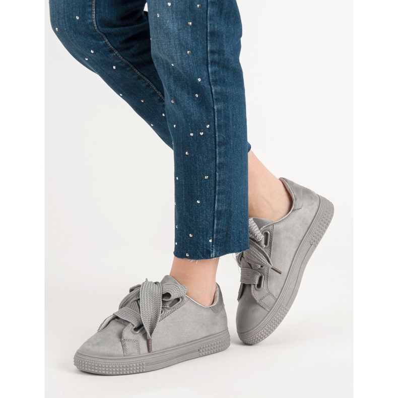 Bella Paris Chaussures de sport en daim gris 2