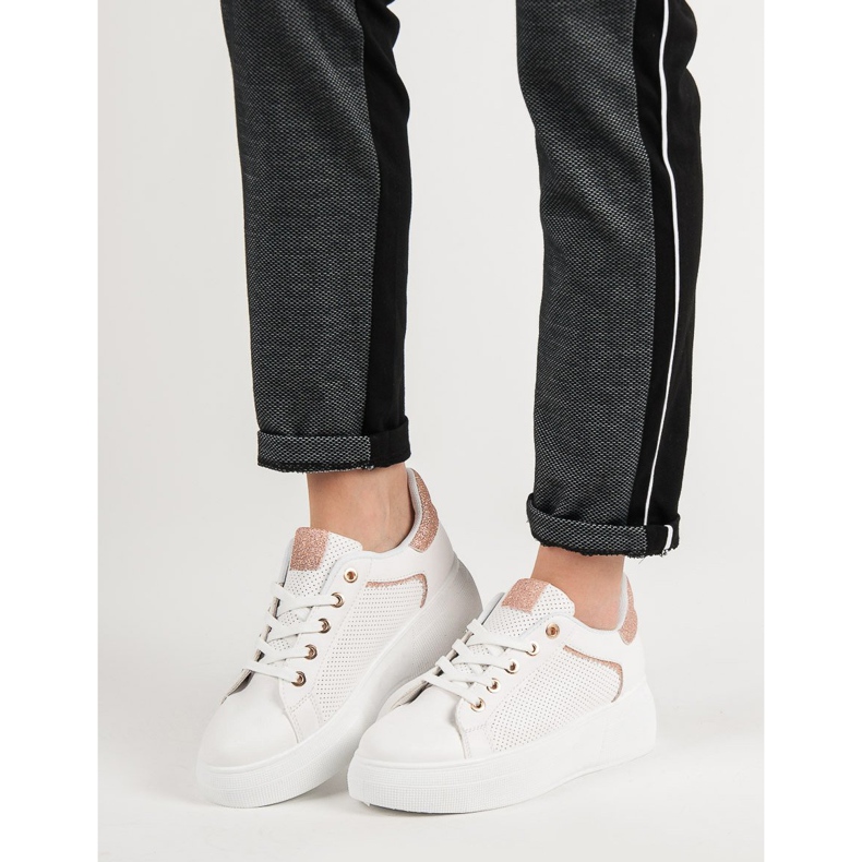 Chaussures de sport à paillettes blanc 1