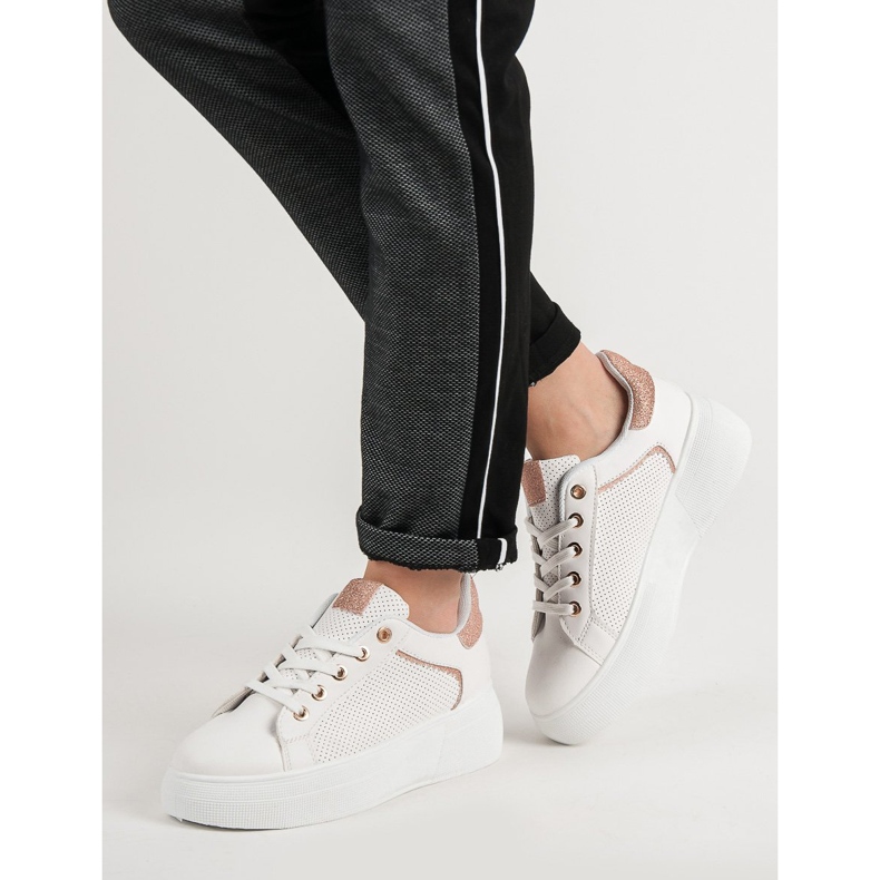 Chaussures de sport à paillettes blanc 2