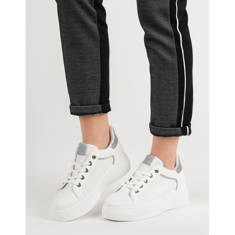 Chaussures de sport à paillettes blanc 1