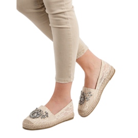 Bestelle Espadrilles En Dentelle Avec Ornements brun 1