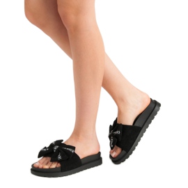 Seastar Pantoufles en daim pour femmes le noir 1
