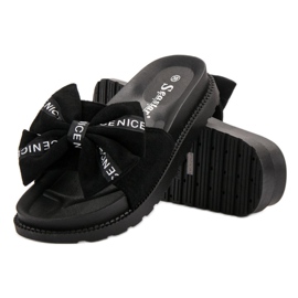 Seastar Pantoufles en daim pour femmes le noir 4
