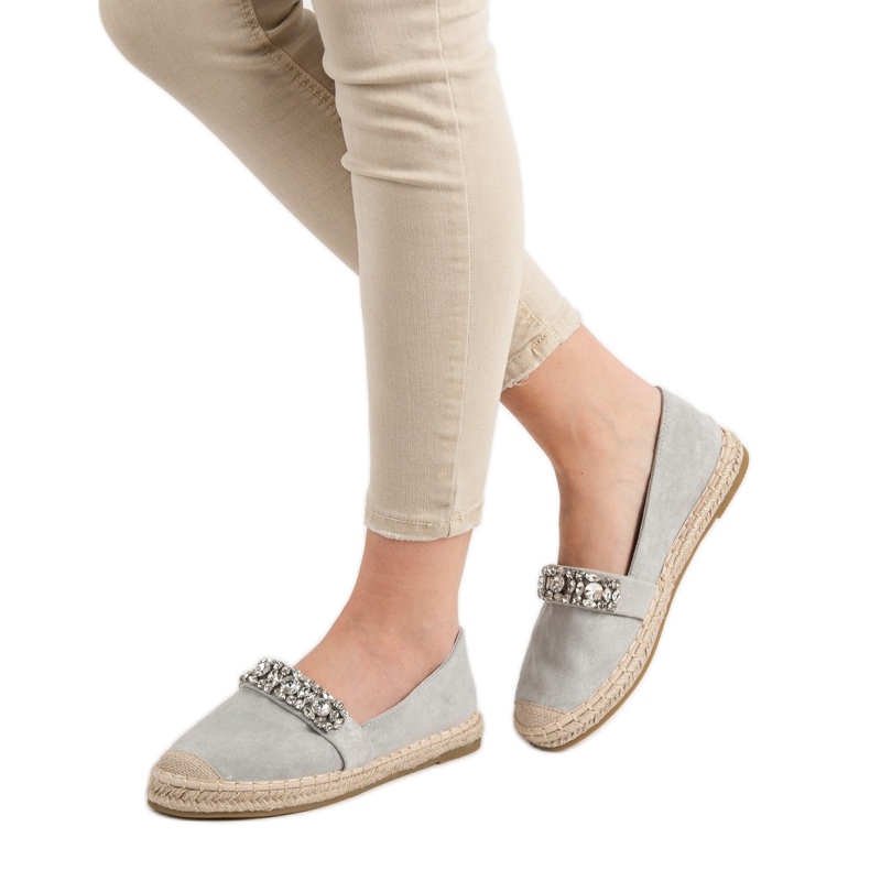 Bestelle Espadrilles En Daim Avec Cristaux gris 1