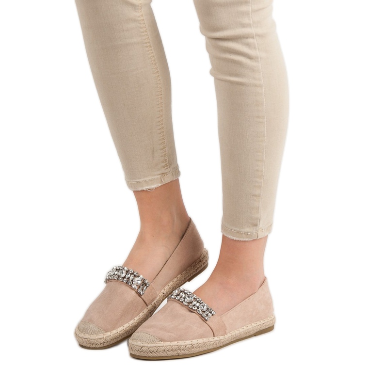 Bestelle Espadrilles En Daim Avec Cristaux brun 2