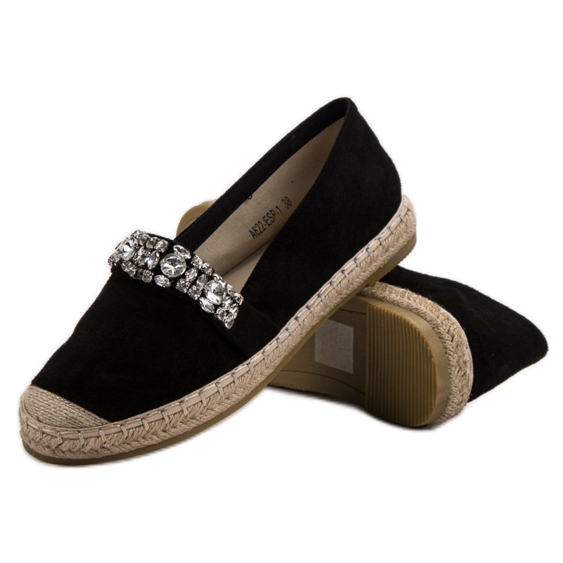 Bestelle Espadrilles En Daim Avec Cristaux le noir 1