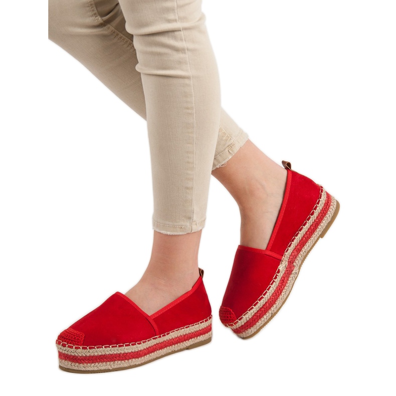Coura Espadrilles En Daim Sur La Plateforme rouge 1