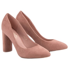 Small Swan Escarpins en daim sur un pilier rose 6