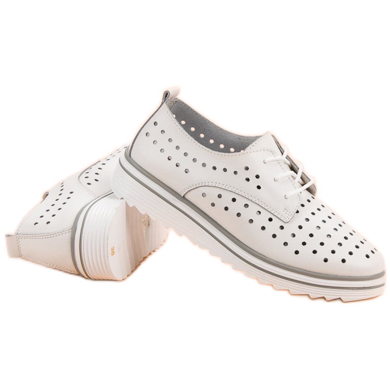 Kylie Chaussures ajourées en cuir blanche 1