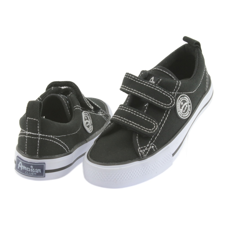 American Club American Children's Brush Sneakers Black Velcro le noir 5