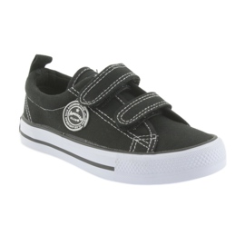 American Club American Children's Brush Sneakers Black Velcro le noir 1