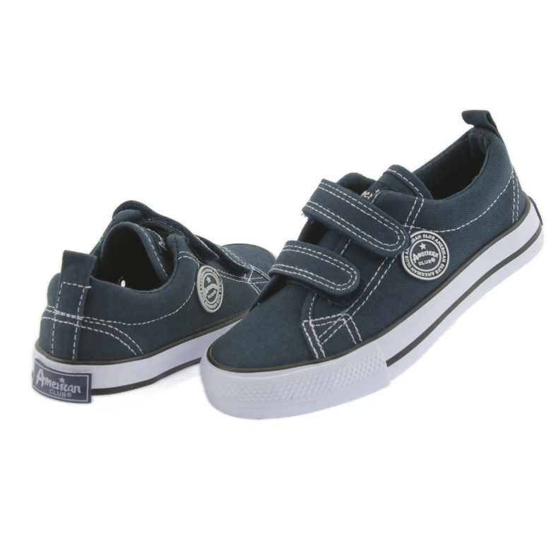 Baskets American Club bleu marine avec deux scratchs blanche 6