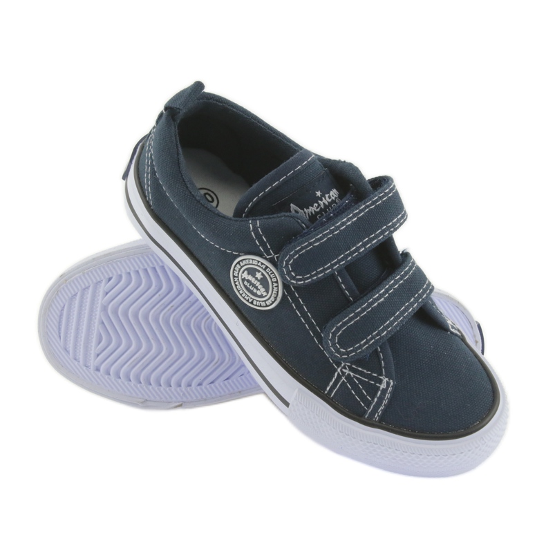 Baskets American Club bleu marine avec deux scratchs blanc 4