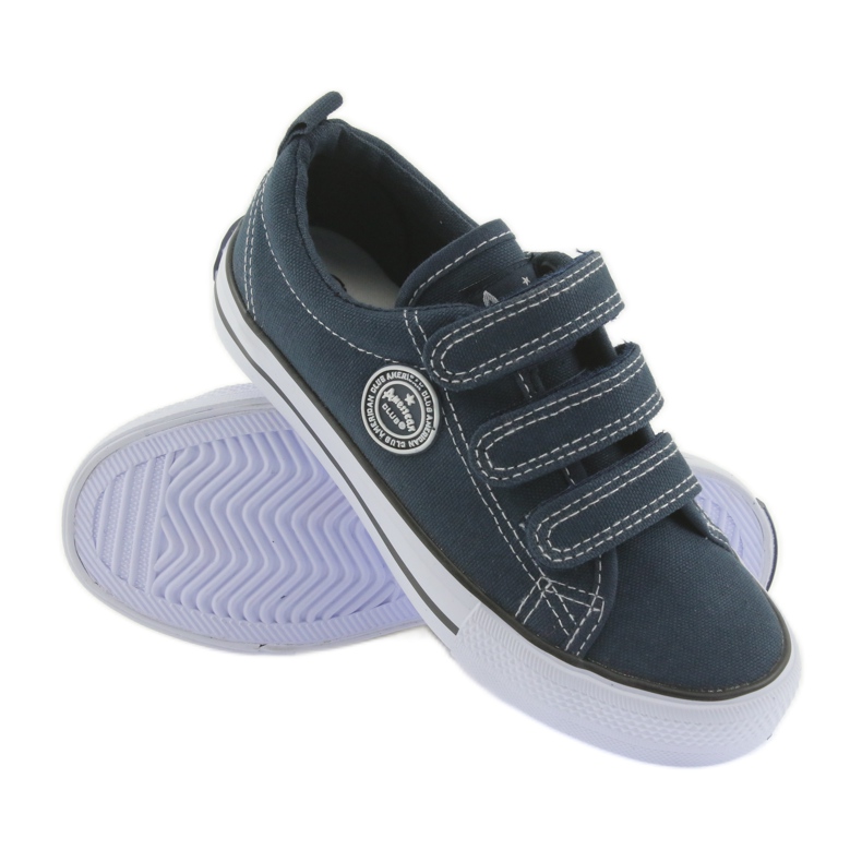 Baskets velcro bleu marine American Club blanc 3