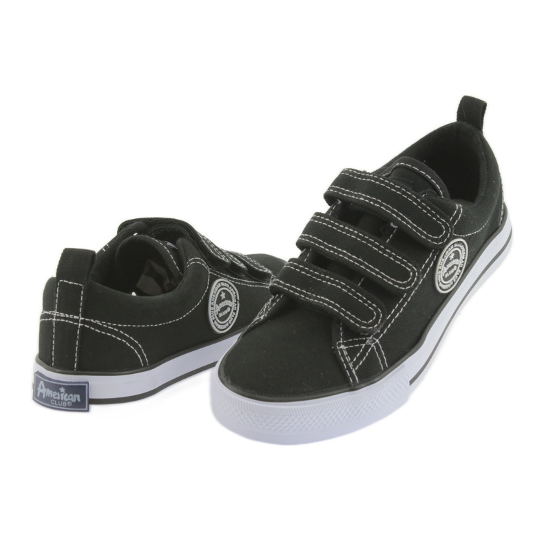 Baskets noires American Club Velcro blanc 3