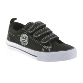 Baskets noires American Club Velcro blanc 1