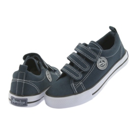 Baskets velcro bleu marine American Club blanche 4