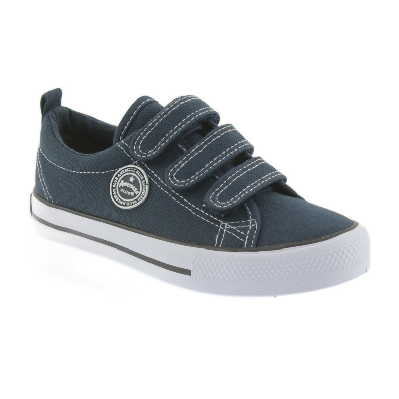Baskets velcro bleu marine American Club blanc 1