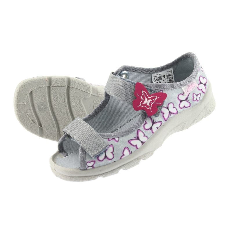 Befado sandales enfants papillons 969X135 violet gris rose 4
