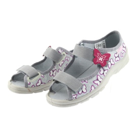Befado sandales enfants papillons 969X135 violet gris rose 3