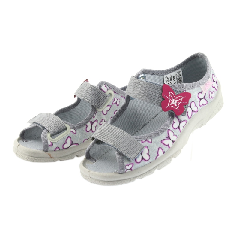 Befado sandales enfants papillons 969X135 violet gris rose 3