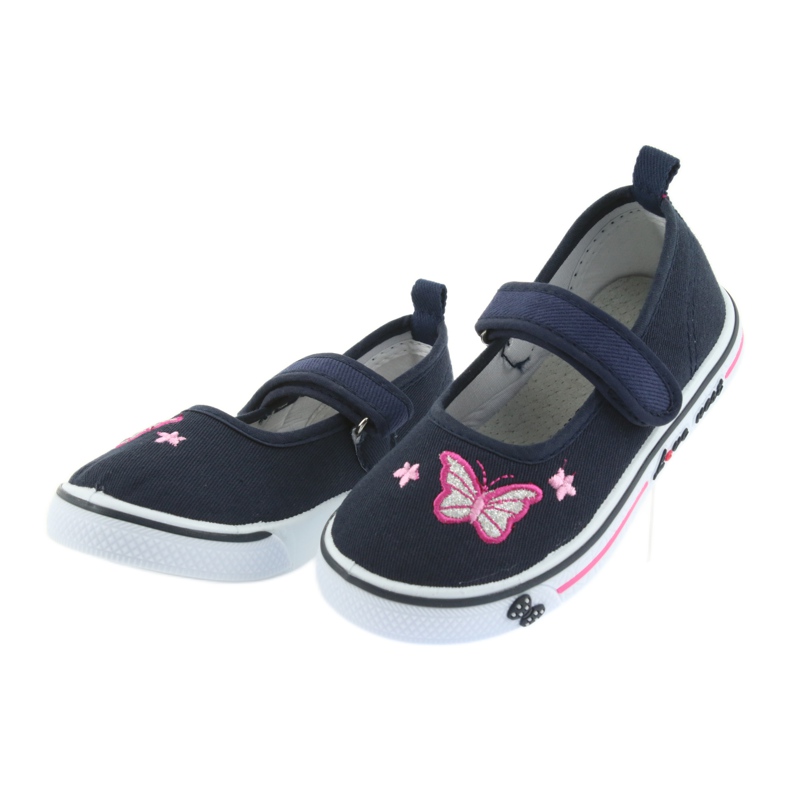 Baskets ballerines Atletico bleu marine, empiècement cuir gris rose 4 Baskets ballerines Atletico bleu marine, empiècement cuir gris rose 4