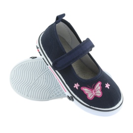 Baskets ballerines Atletico bleu marine, empiècement cuir gris rose 3 Baskets ballerines Atletico bleu marine, empiècement cuir gris rose 3