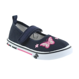 Baskets ballerines Atletico bleu marine, empiècement cuir gris rose 1 Baskets ballerines Atletico bleu marine, empiècement cuir gris rose 1