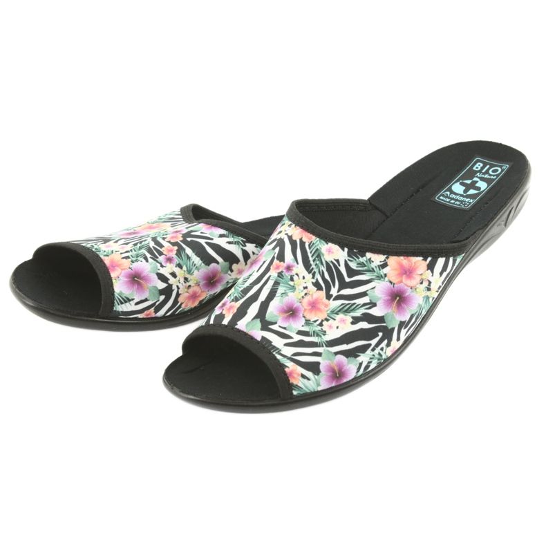 Chaussons femme zèbre Adanex 23876 blanche le noir multicolore 3