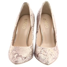 Escarpins femme Edeo 3313 peau de serpent beige doré 5