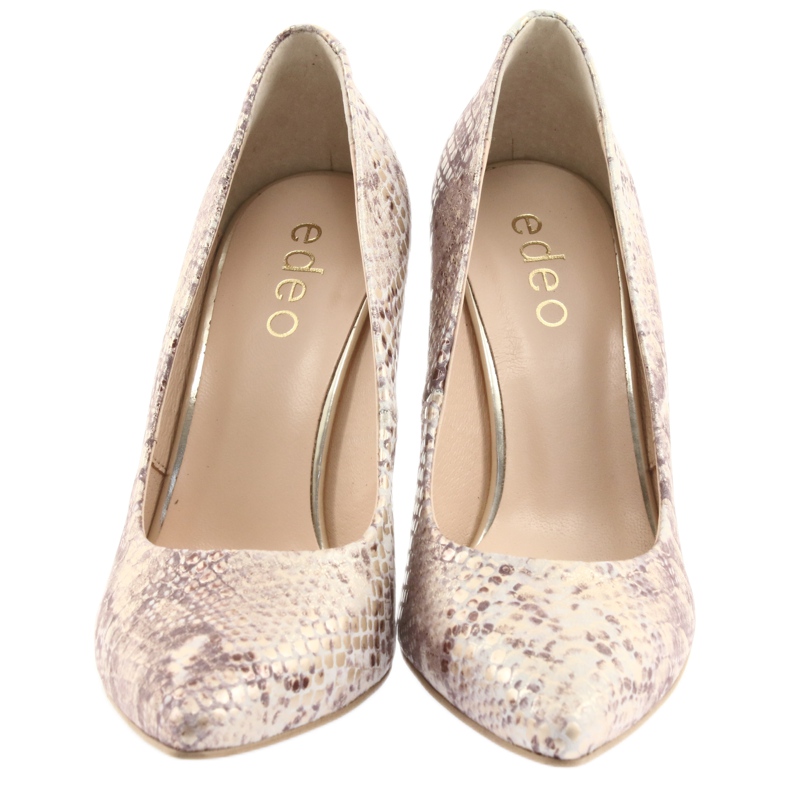 Escarpins femme Edeo 3313 peau de serpent beige doré 5