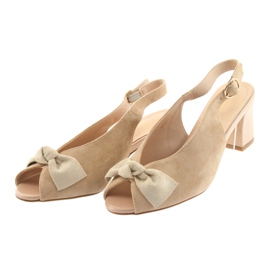 Sergio Leone Sandales en daim avec un insert en cuir beige 801 3