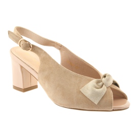 Sergio Leone Sandales en daim avec un insert en cuir beige 801 1
