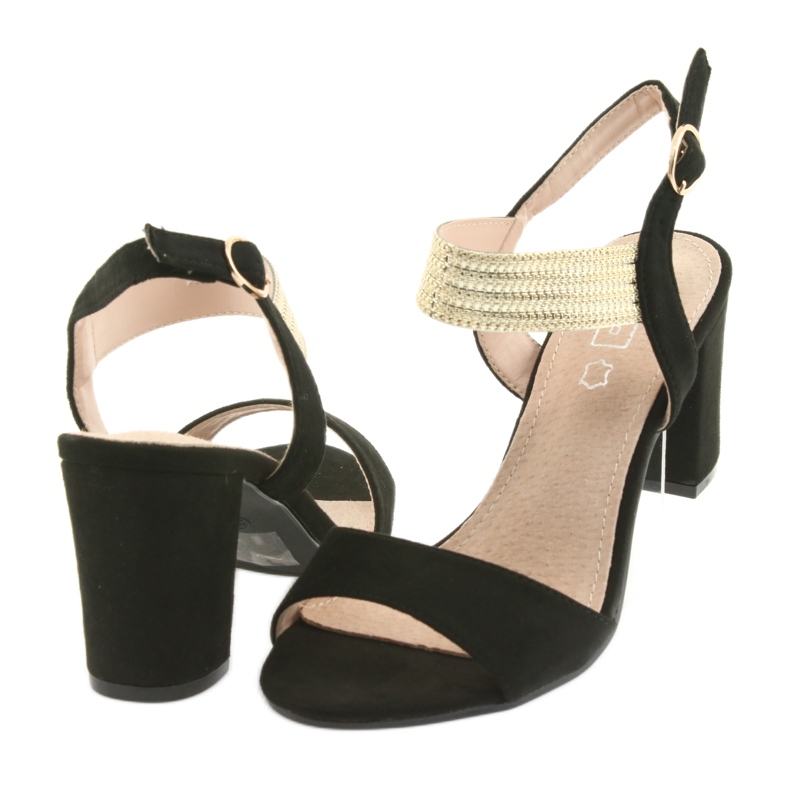 Sandales sur le poteau Filippo 817 noir / or jaune 4