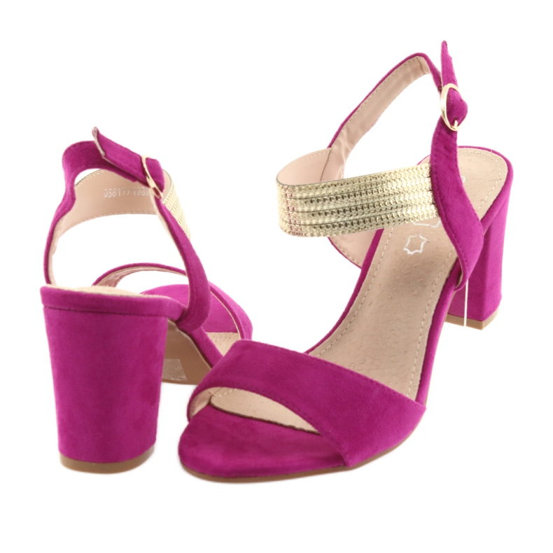 Sandales sur le poste de Filippo DS817 fuchsia / or rose jaune 4