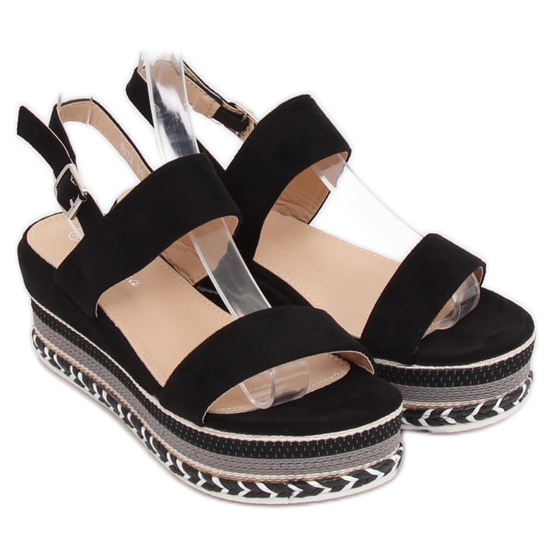 Sandales à semelles hautes noir 9073 Noir 2