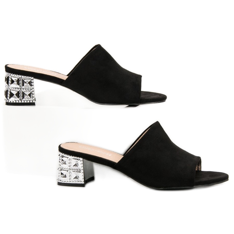 Lucky Shoes Sandales à talons en daim le noir 2